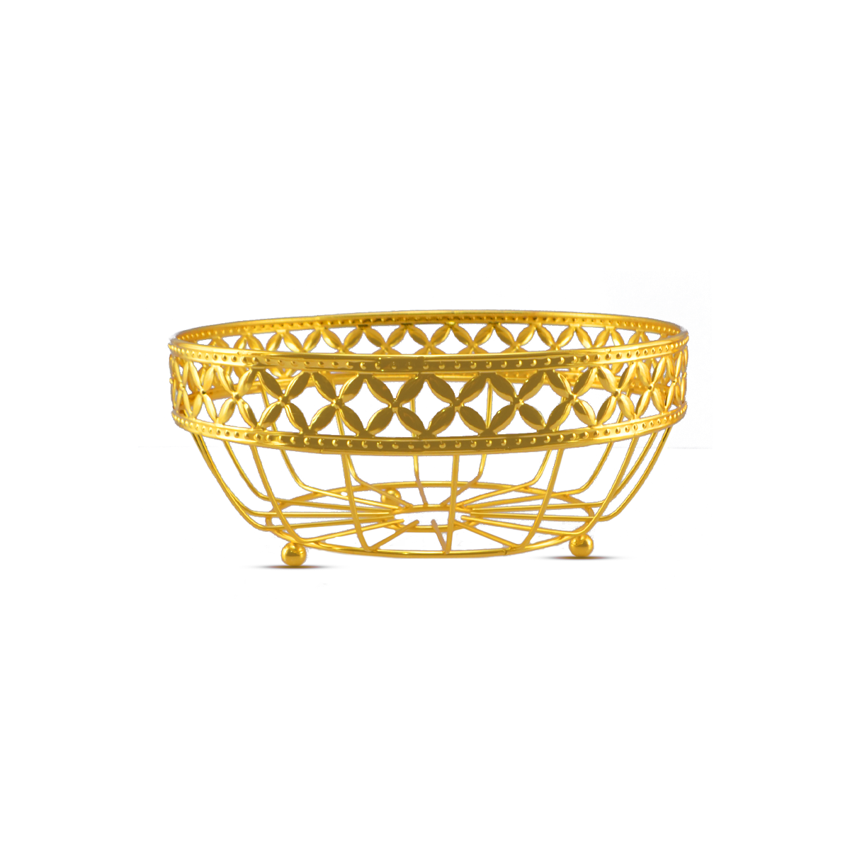 Fancy Metal Fruit Basket Golden