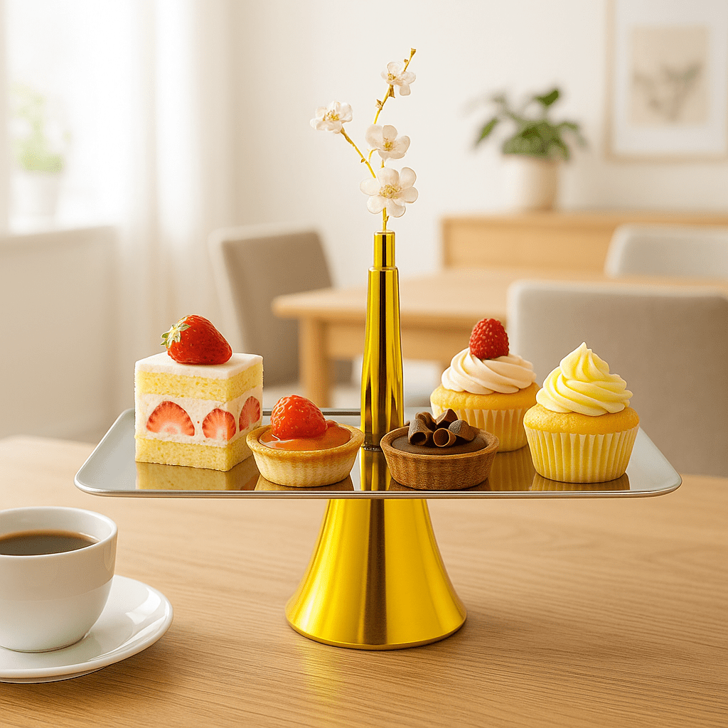 Fancy Stainless Steel Rectangle Dessert Stand