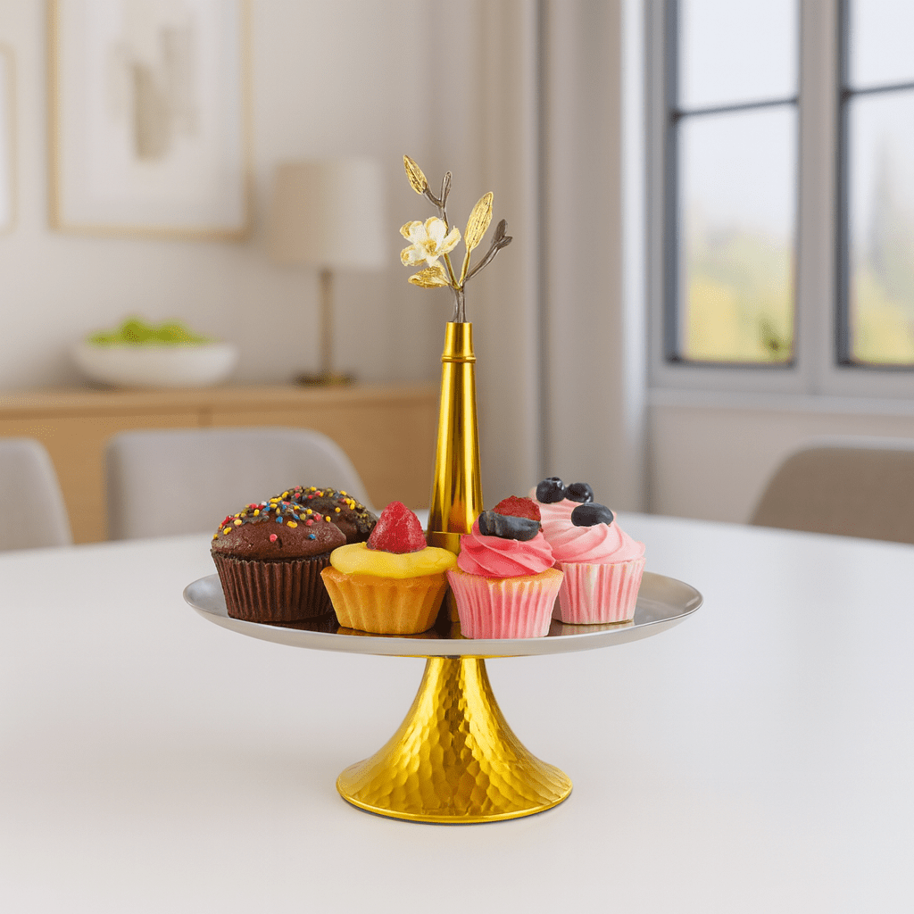 Fancy Stainless Steel Round Dessert Stand