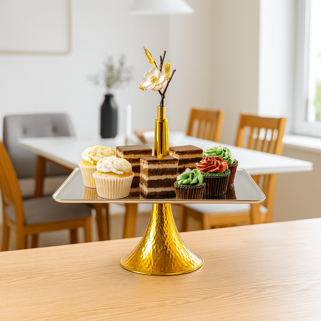 Fancy Stainless Steel Rectangle Dessert Stand