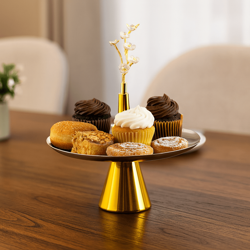Fancy Stainless Steel Round Dessert Stand