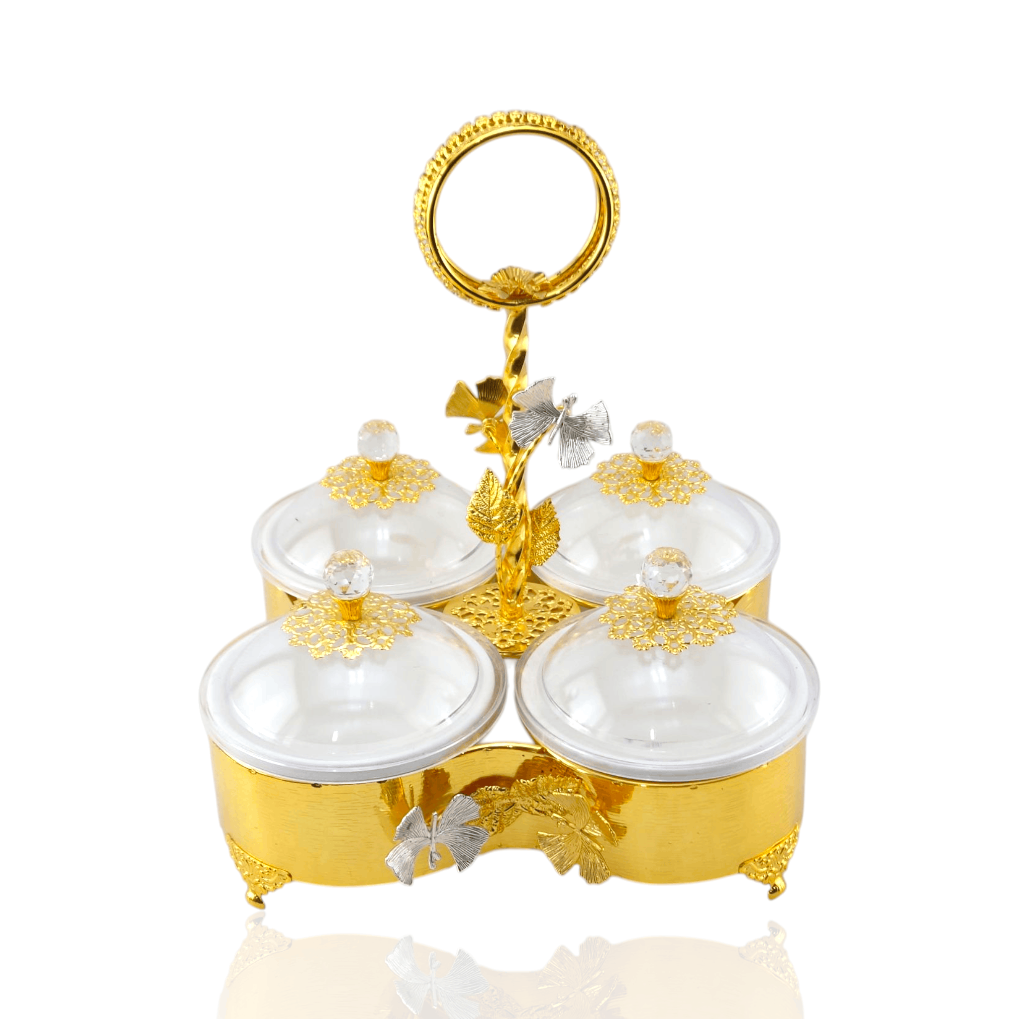 Fancy 4-Portion Golden Dry Fruit Dish Kaka Bawa Sons