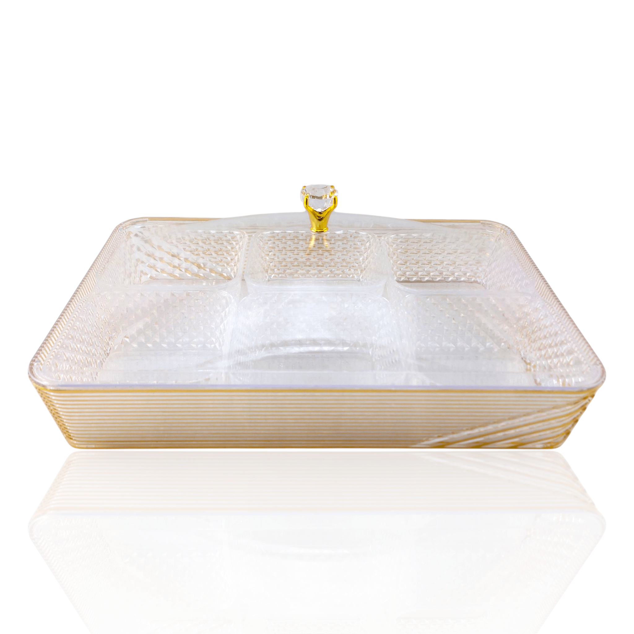 6-Portion Acrylic Dry Fruit Dish With Lid