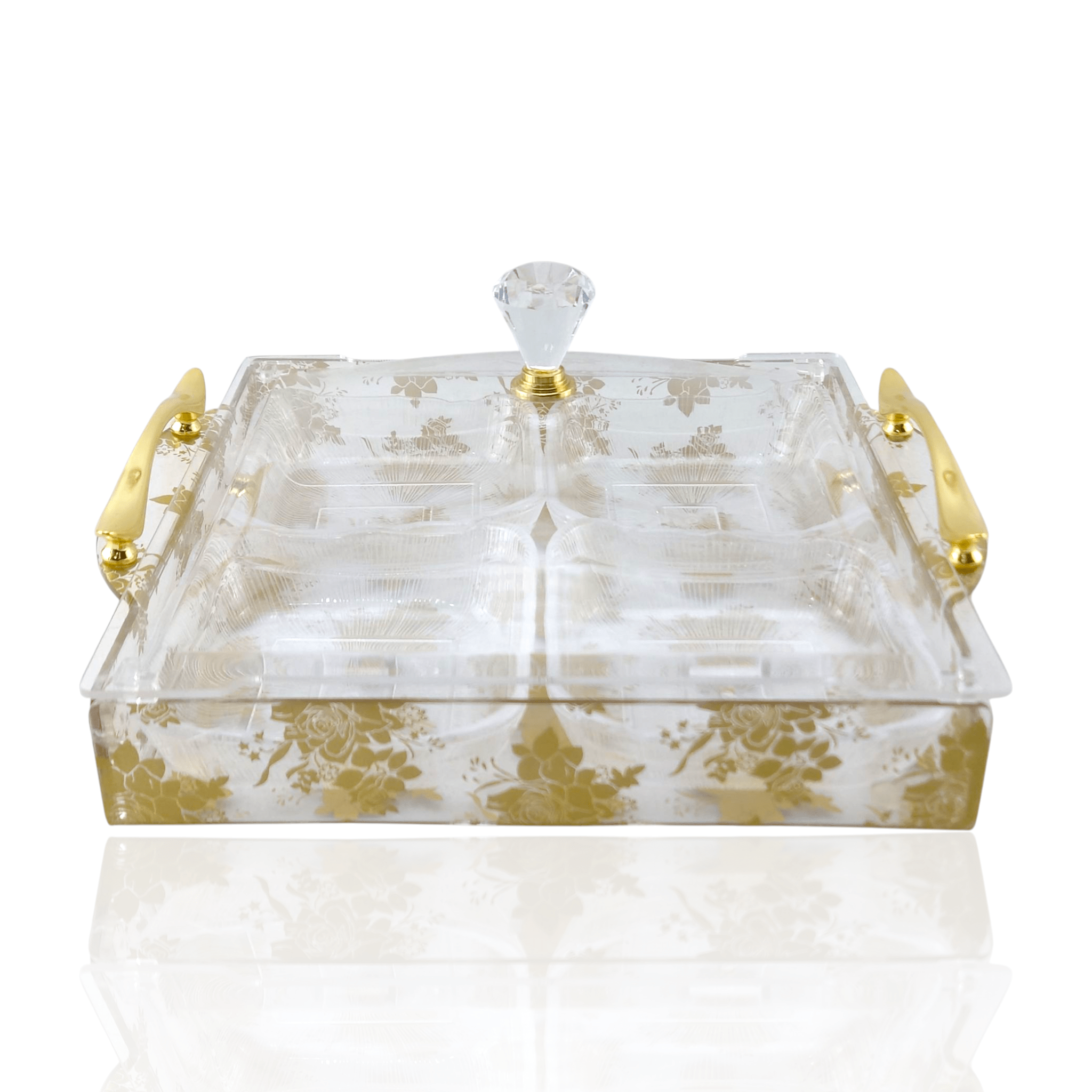 4-Portion Acrylic Dry Fruit Square Dish