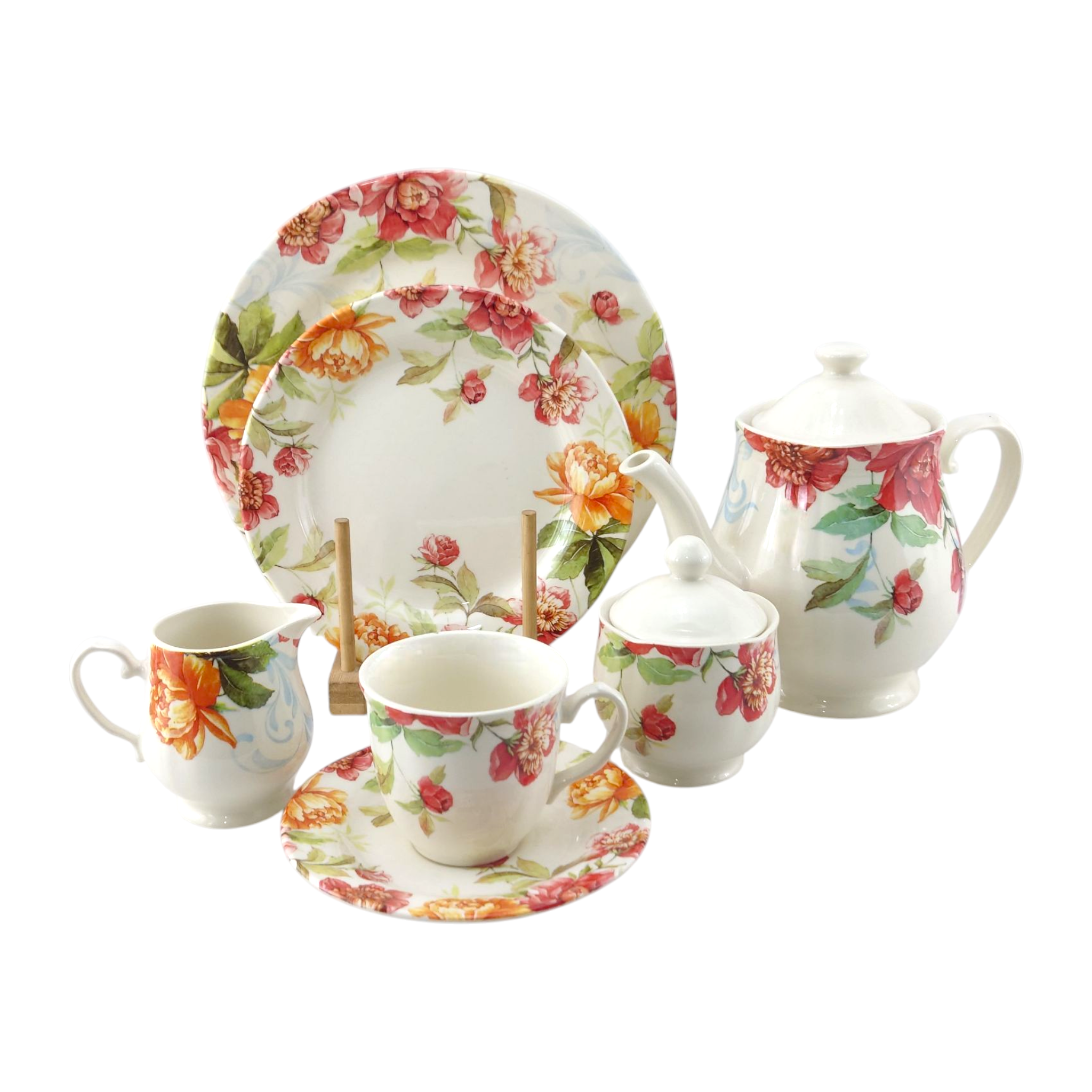 Claytan 24-Piece Floral Tea Set