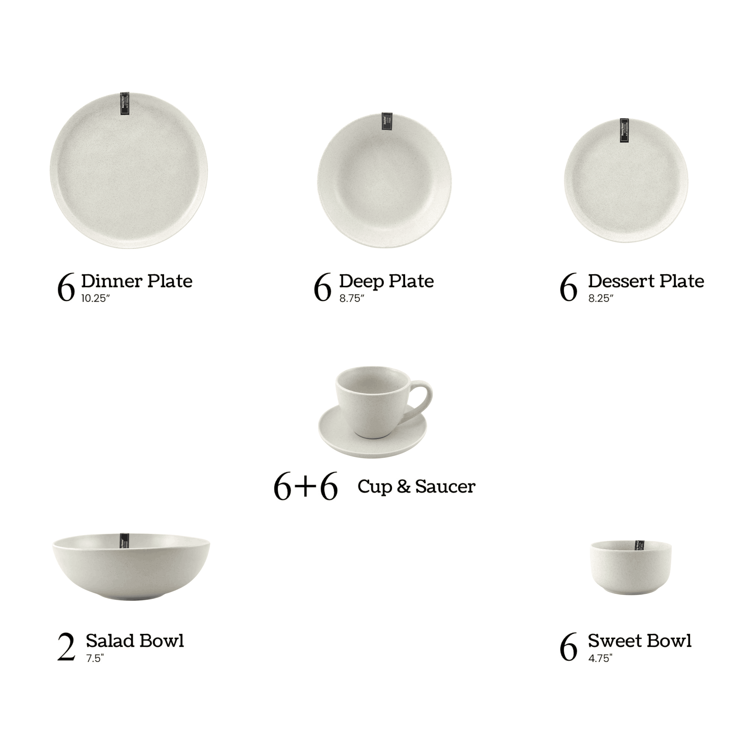 Danny Home 38-Piece Ceramic Grey Speckled Dinner Set Kaka Bawa Sons