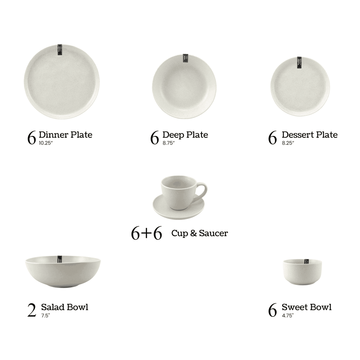 Danny Home 38-Piece Ceramic Grey Speckled Dinner Set Kaka Bawa Sons