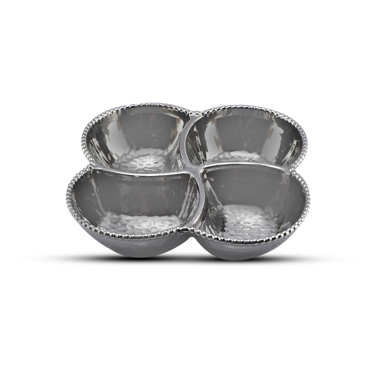 Fancy Ceramic 4-Portion Dish Silver