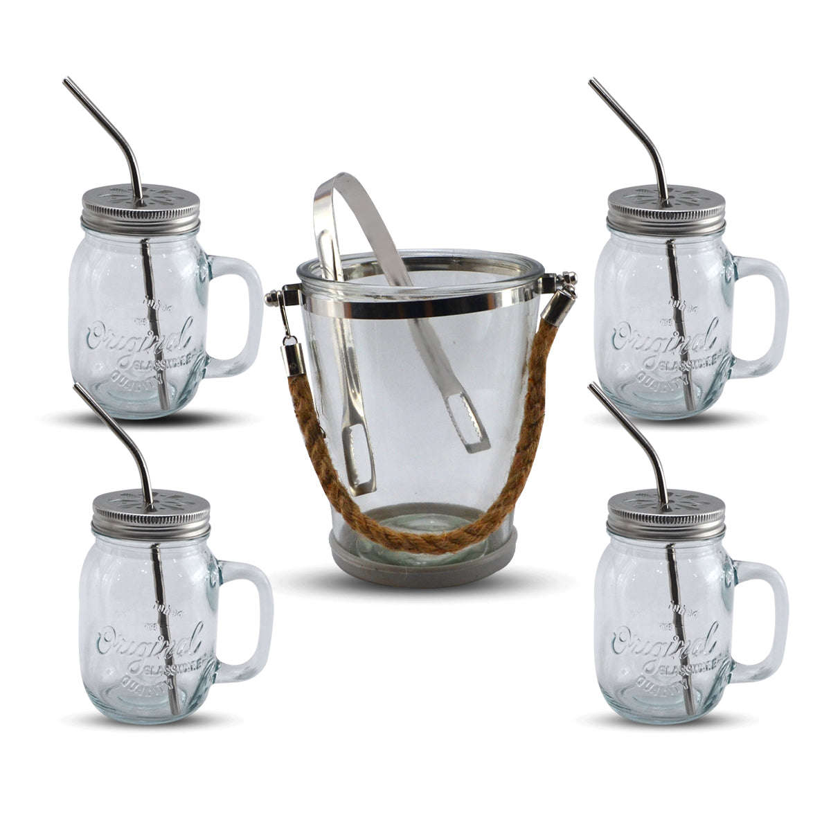 Danny Home 4-Piece Mason Jar With Ice Bucket Set Kaka Bawa Sons