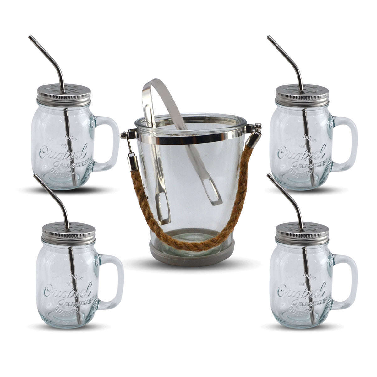 Danny Home 4-Piece Mason Jar With Ice Bucket Set Kaka Bawa Sons