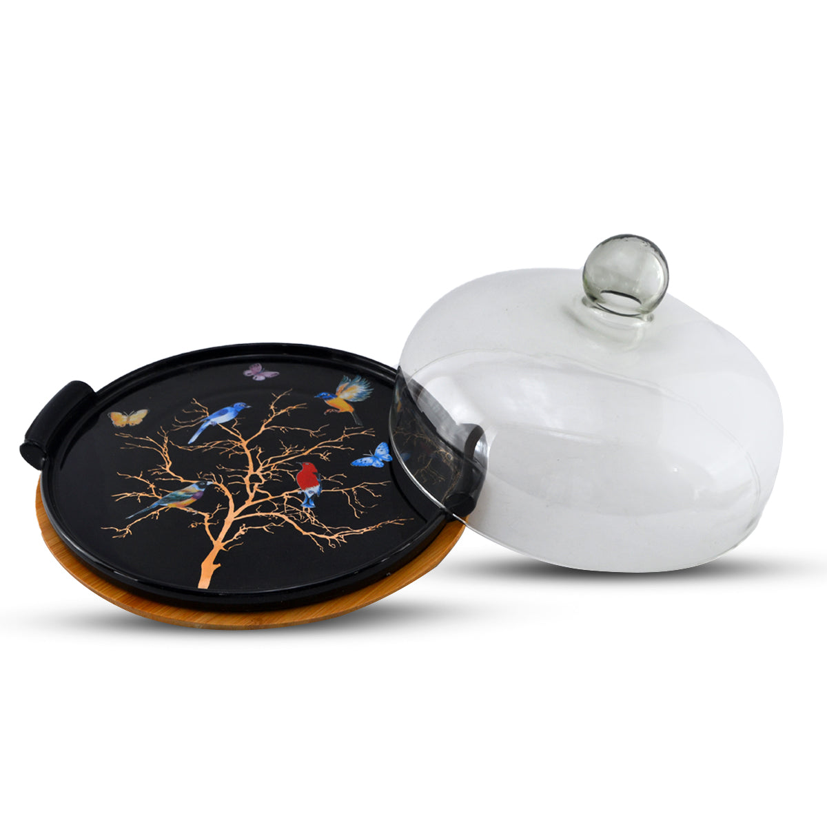 Lotus Cake Dish Birds Design