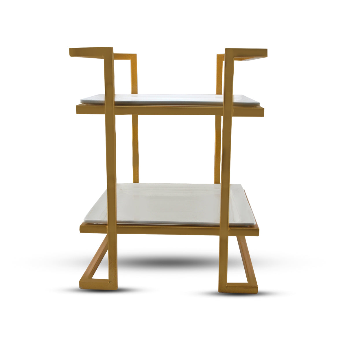 Two Tier Platter With Golden stand 15"
