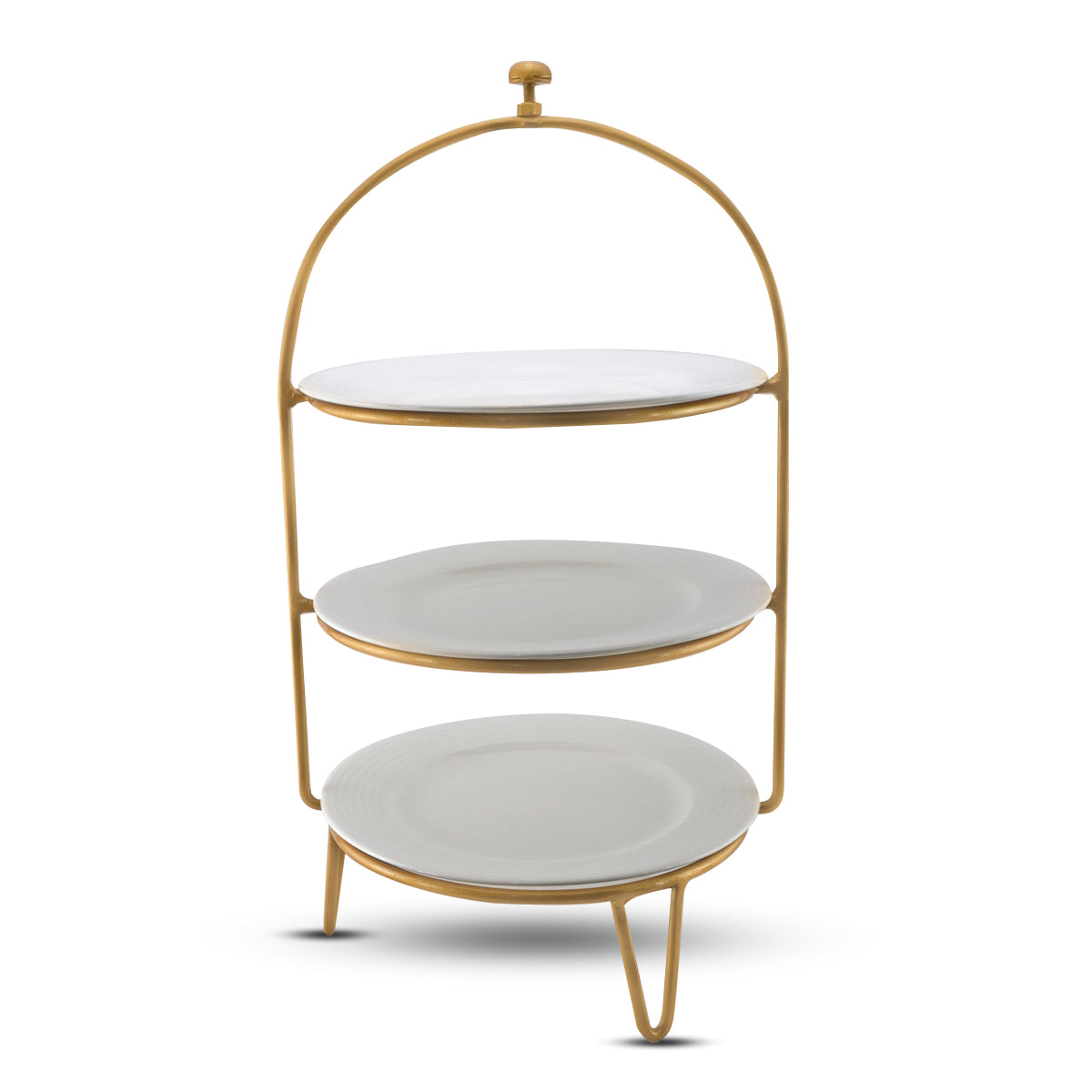 Three Tier Platter 20/cm With Golden Stand