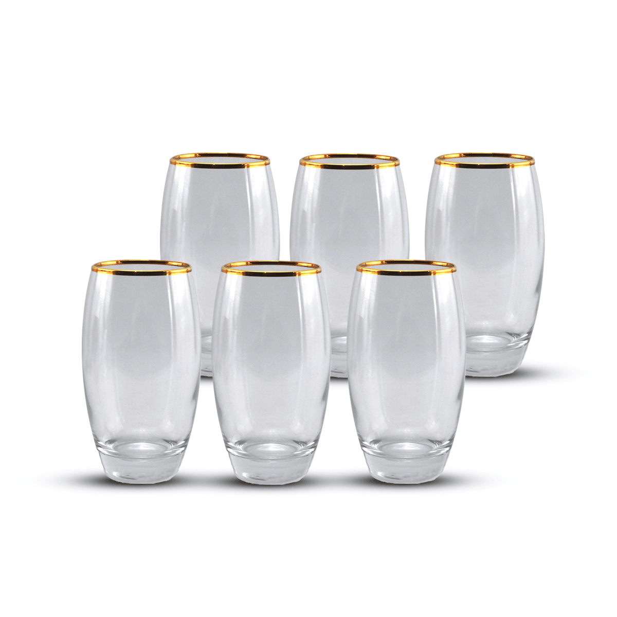 PSB DOF GLASS BARREL-GOLD SET OF 6/PCS Kaka Bawa Sons