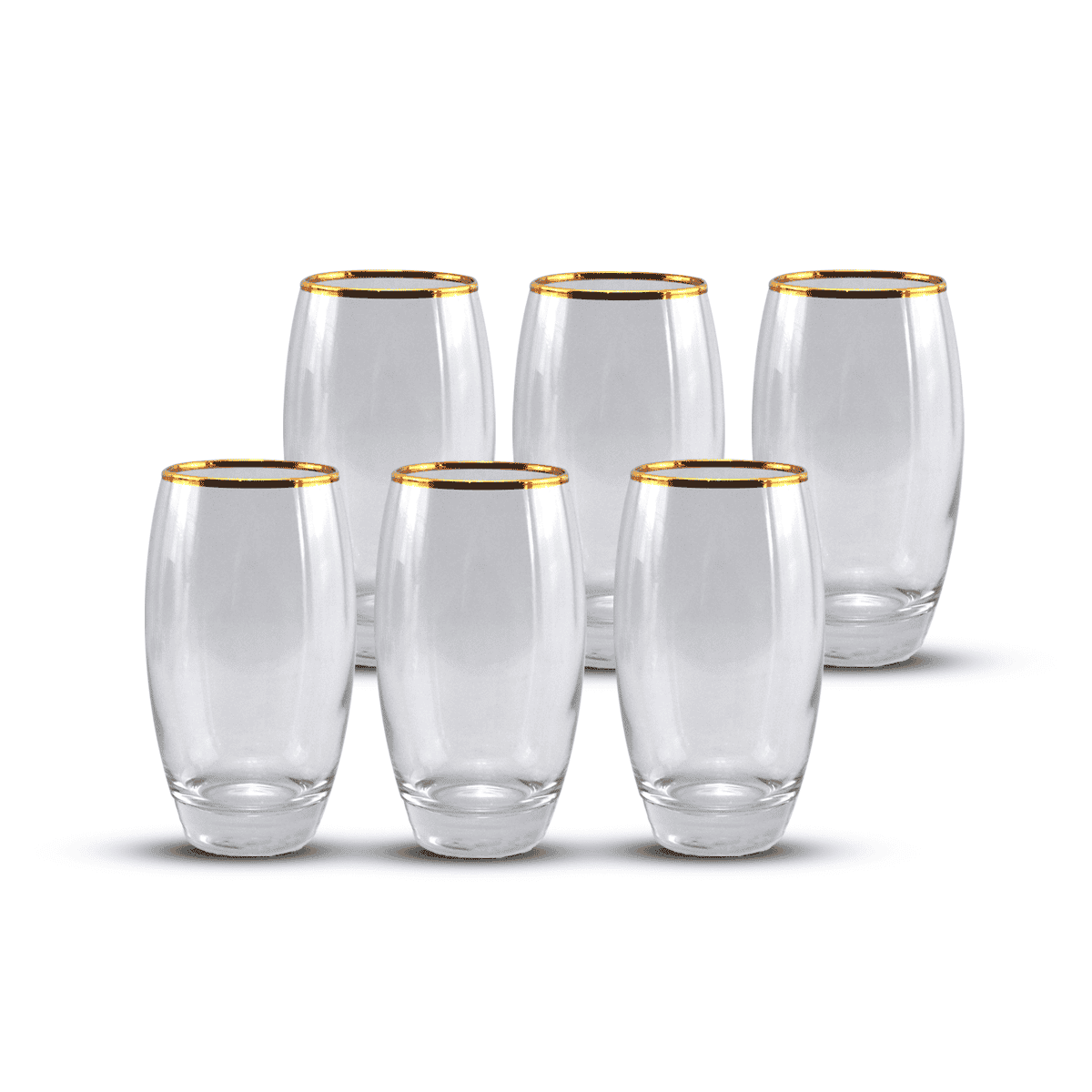 PSB DOF GLASS BARREL-GOLD SET OF 6/PCS Kaka Bawa Sons