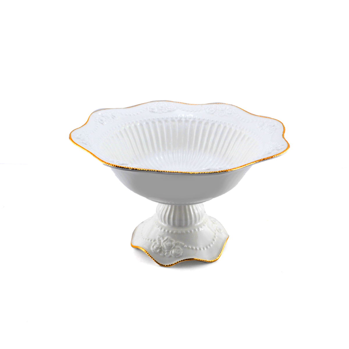 Angela Fruit Dish 30/cm White With Golden