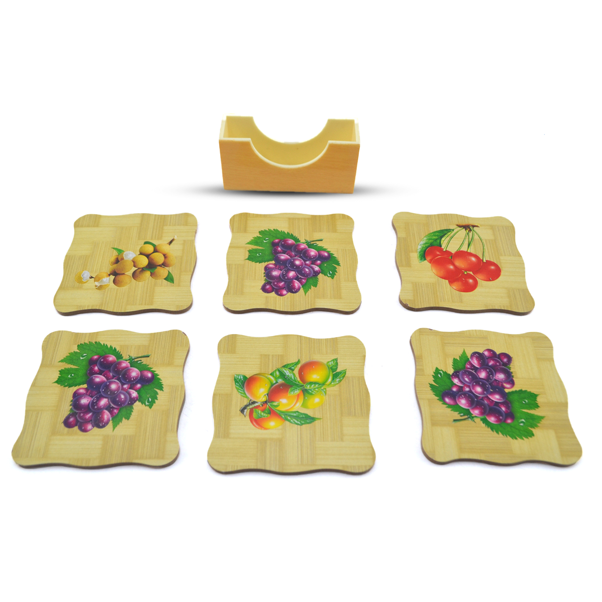 Wood Bamboo Coaster Set of 7/pcs