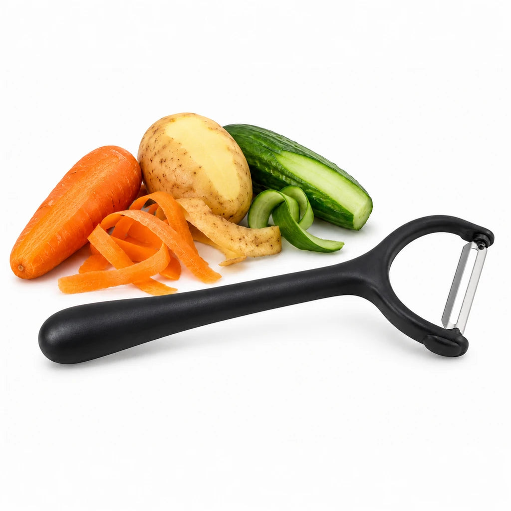 Shengya 7-Inch T-Shaped Stainless Steel Peeler With Black Plastic Handle
