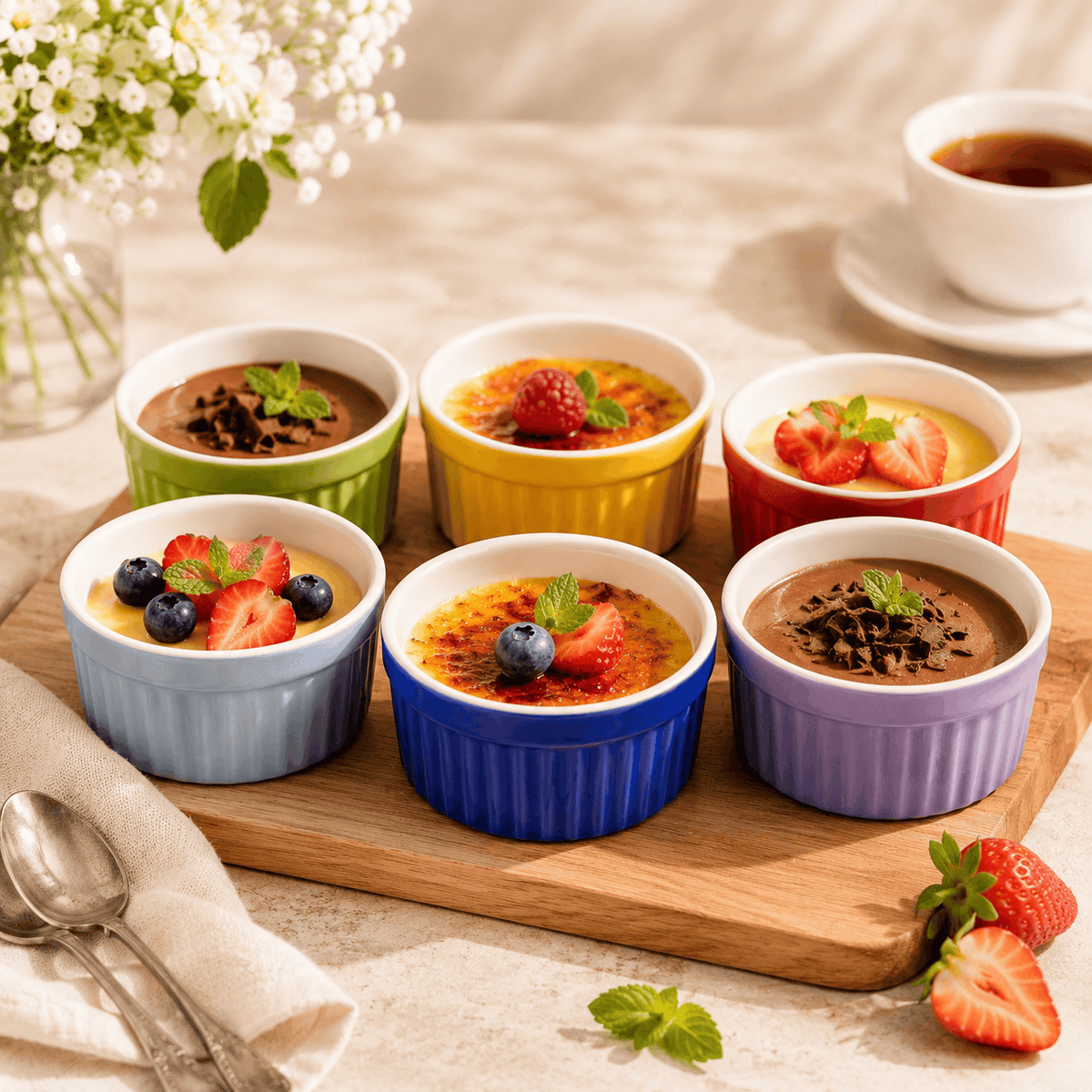 Danny Home 6-Piece 285 ML 11*5.4 Cm Ceramic Color Ramekins Set Kaka Bawa Sons