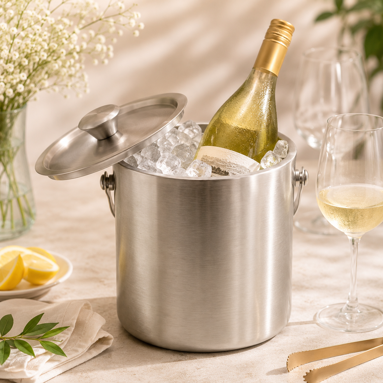 Danny Home 2-Liter Double Wall Insulated Stainless Steel Ice Bucket