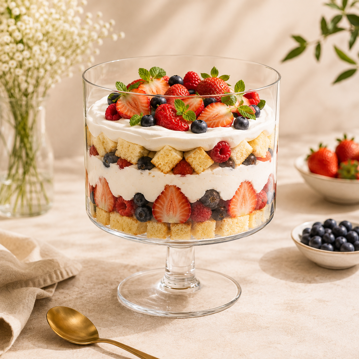 Danny Home 3.5-Liter 8-Inch Glass Trifle Bowl