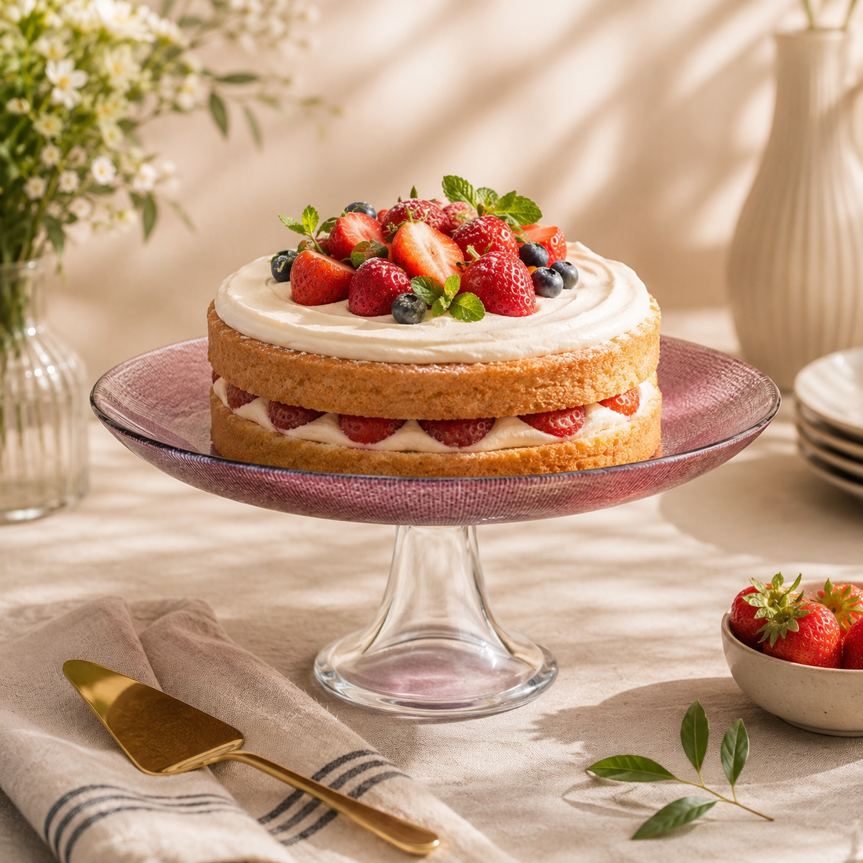 Danny Home 28 Cm Round Glass Cake Dish