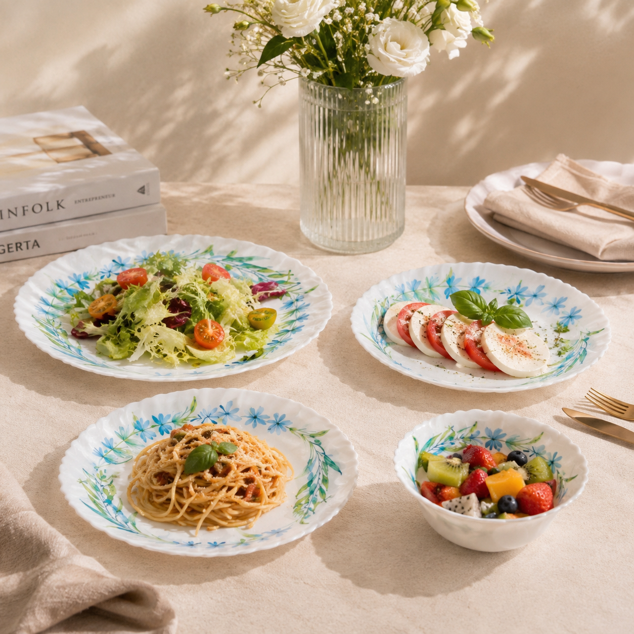 Danny Home 24-Piece Marble Plate Set