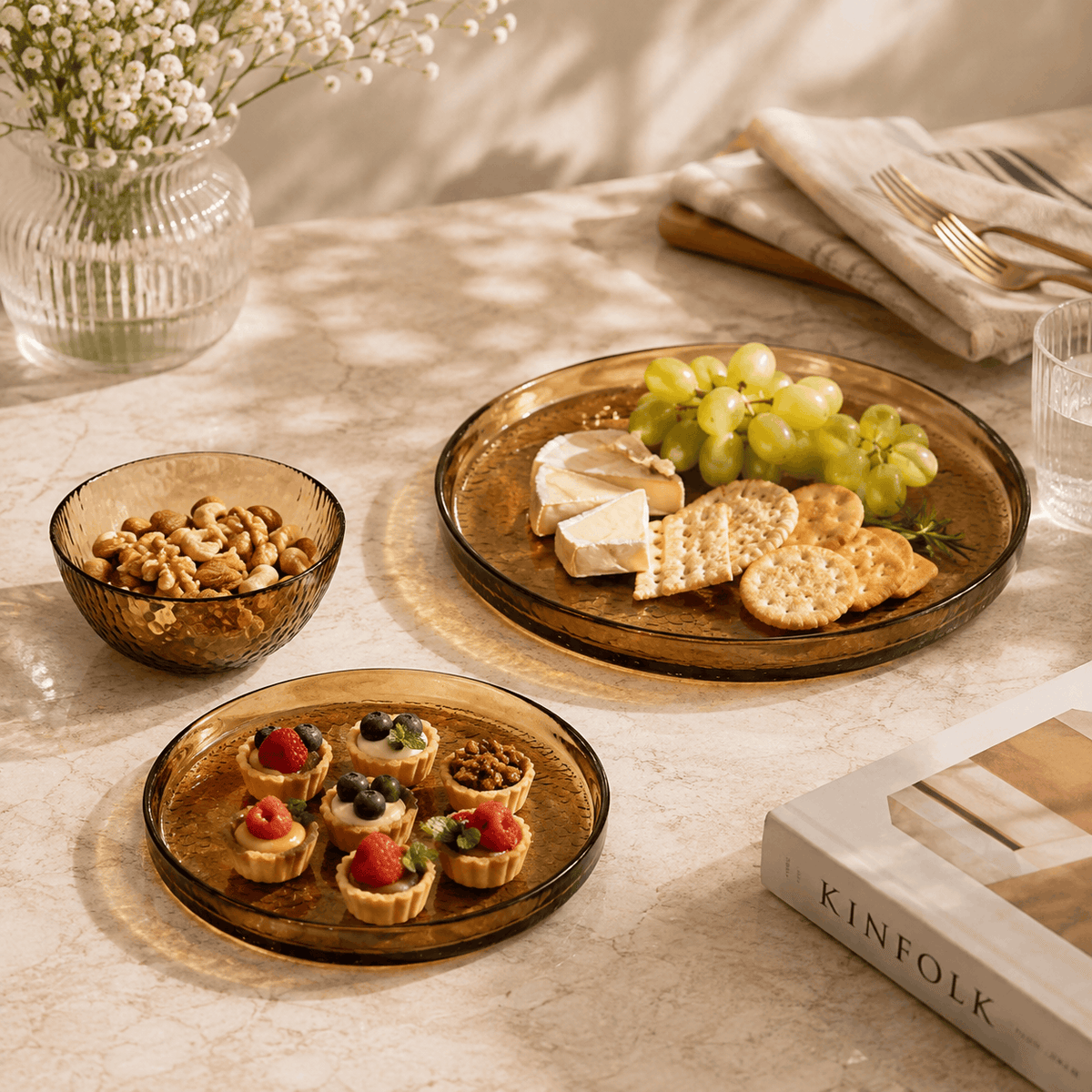 Danny Home 18-Piece Glass Plate Set Kaka Bawa Sons