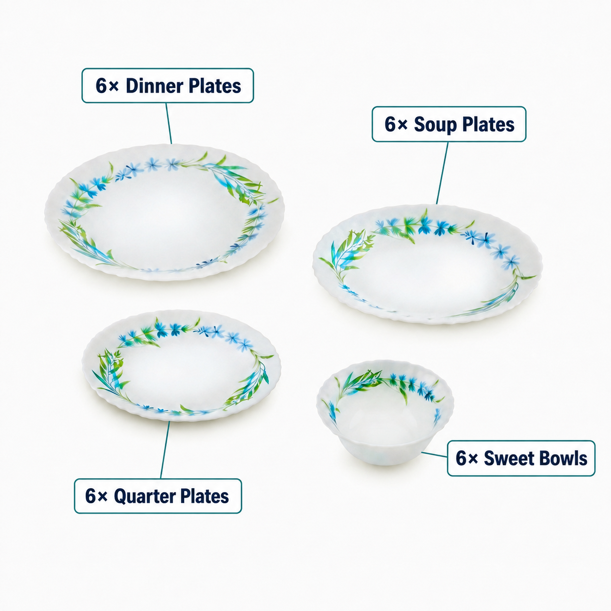 Danny Home 24-Piece Marble Plate Set