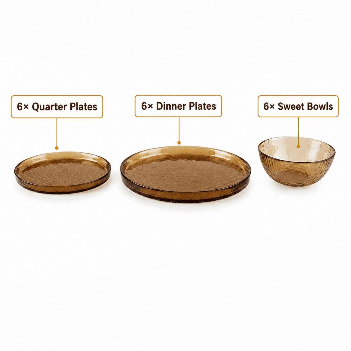Danny Home 18-Piece Glass Plate Set Kaka Bawa Sons