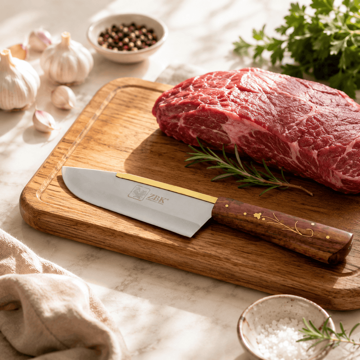 Z.B.K Stainless Steel Pointed Butcher Knife With Wooden Handle Kaka Bawa Sons