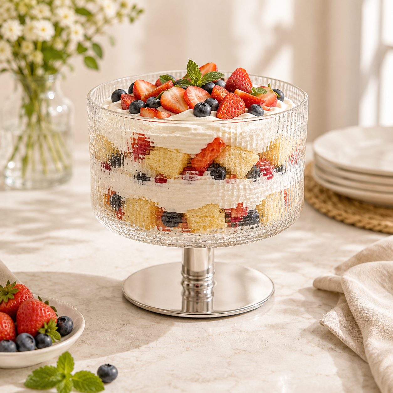 Danny Home 1.2-Liter Glass Trifle Bowl