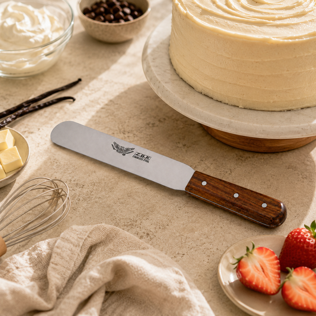Z.B.K Stainless Steel Spatula With Wooden Handle
