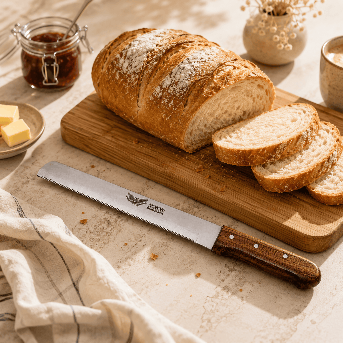 Z.B.K Stainless Steel Burger Knife With Wooden Handle Kaka Bawa Sons