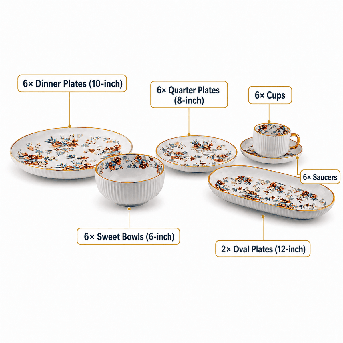Danny Home 32-Piece Ceramic Dinnerware Set Kaka Bawa Sons