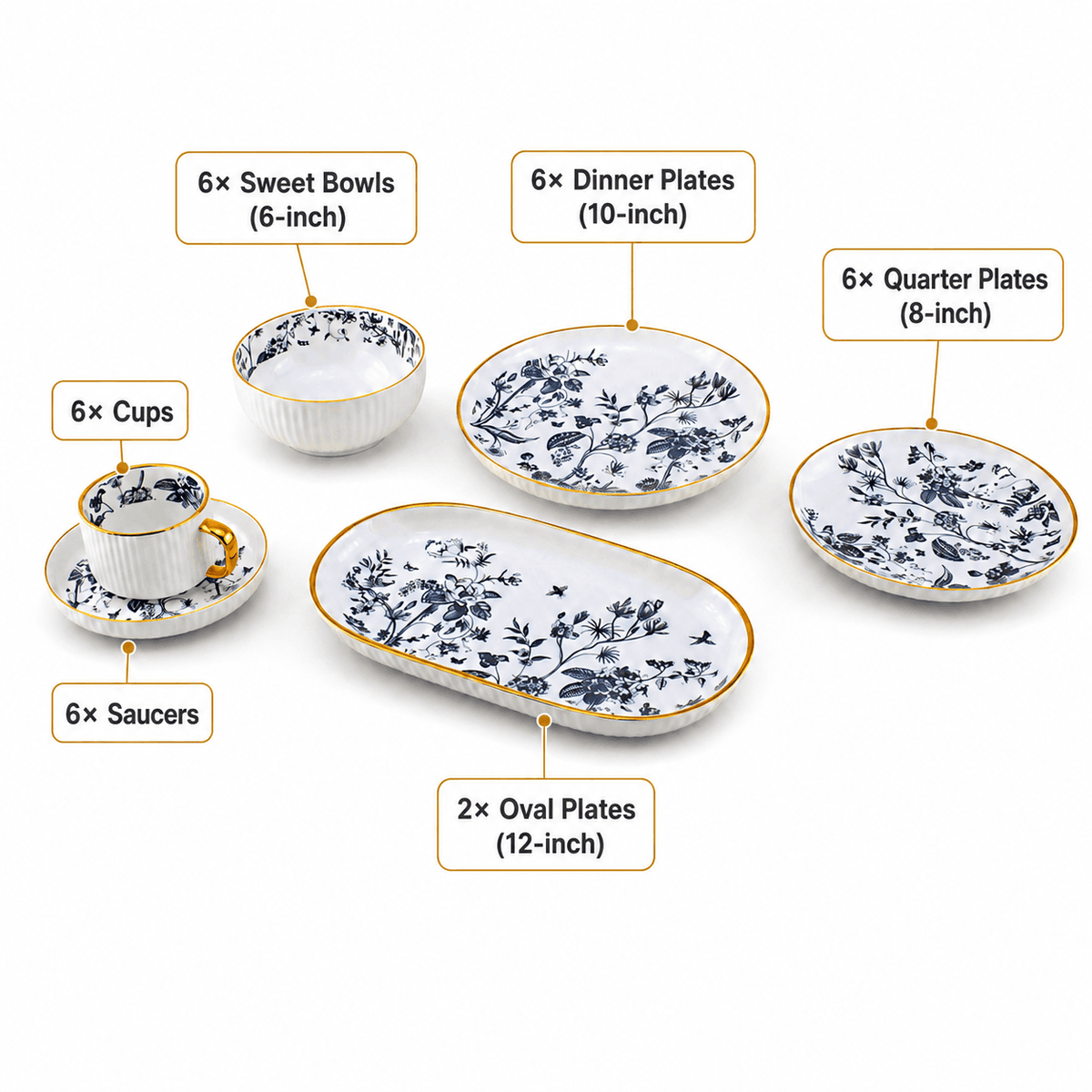 Danny Home 32-Piece Ceramic Dinnerware Set Kaka Bawa Sons