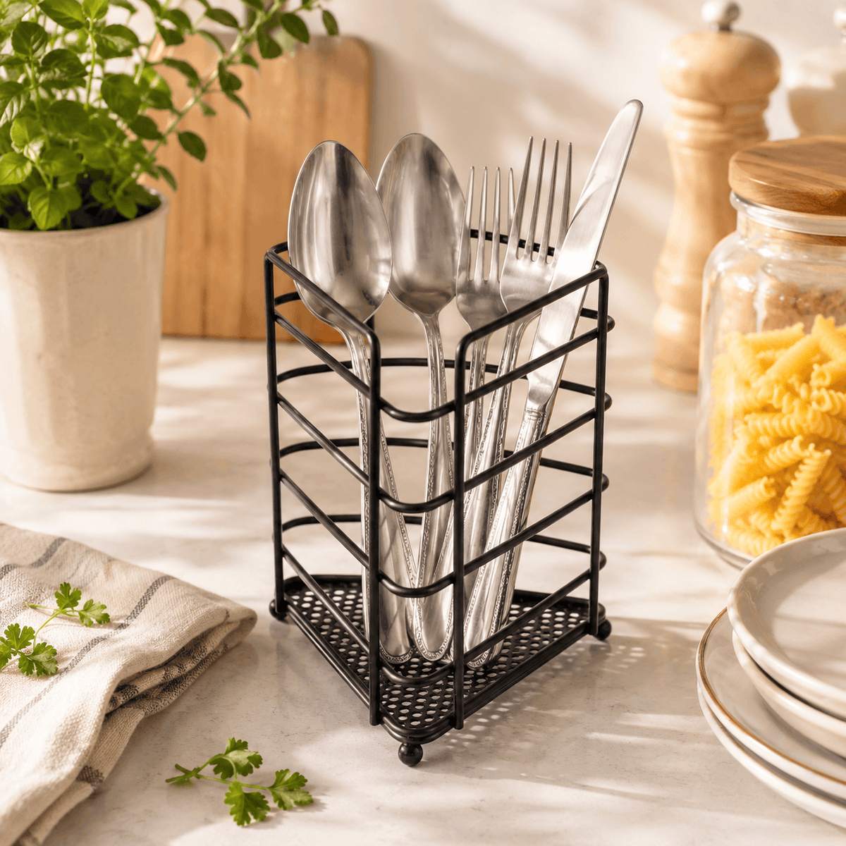 A.T Triangular Stainless Steel Cutlery Holder Kaka Bawa Sons