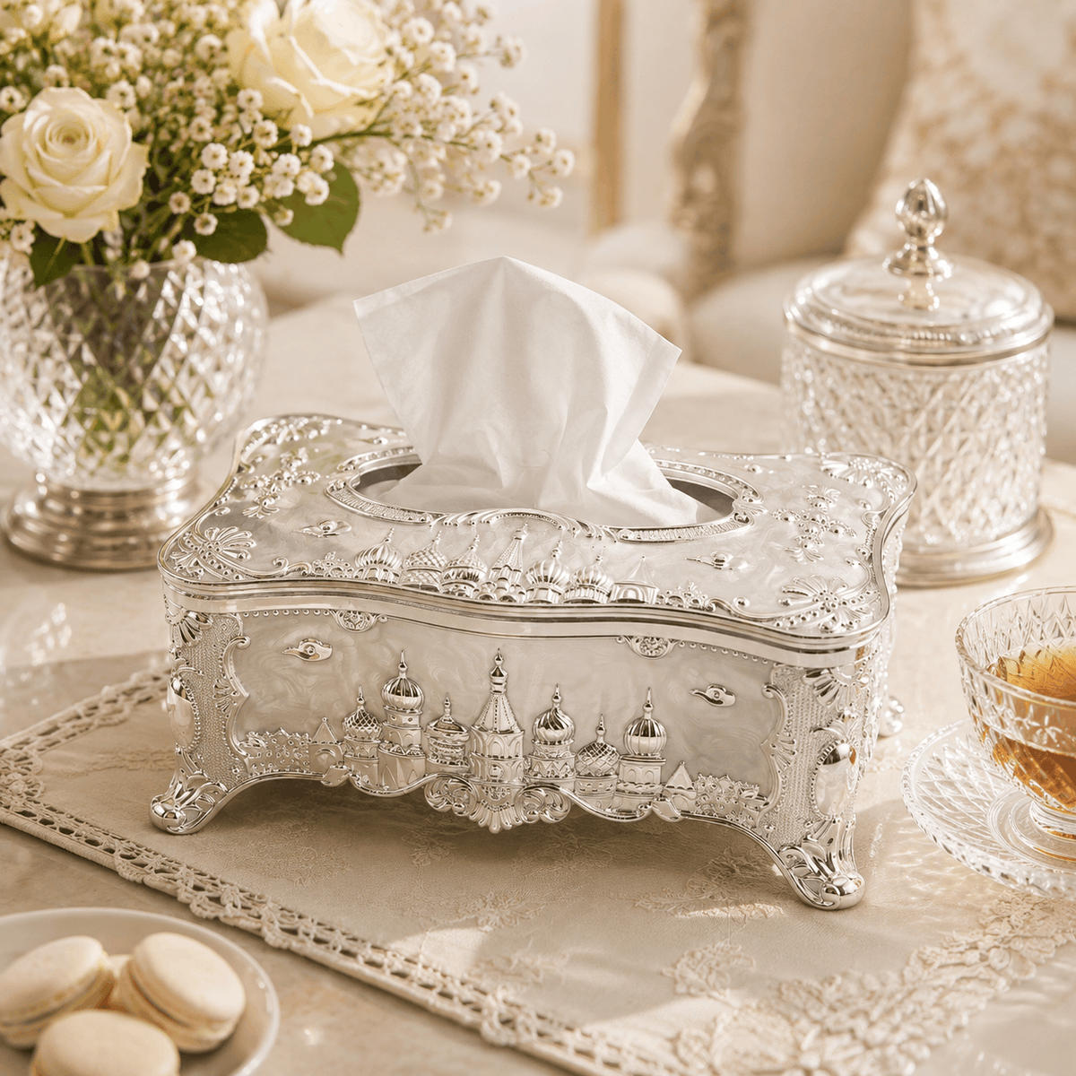 Fancy Silver Palace Design Decorative Tissue Box Holder Kaka Bawa Sons