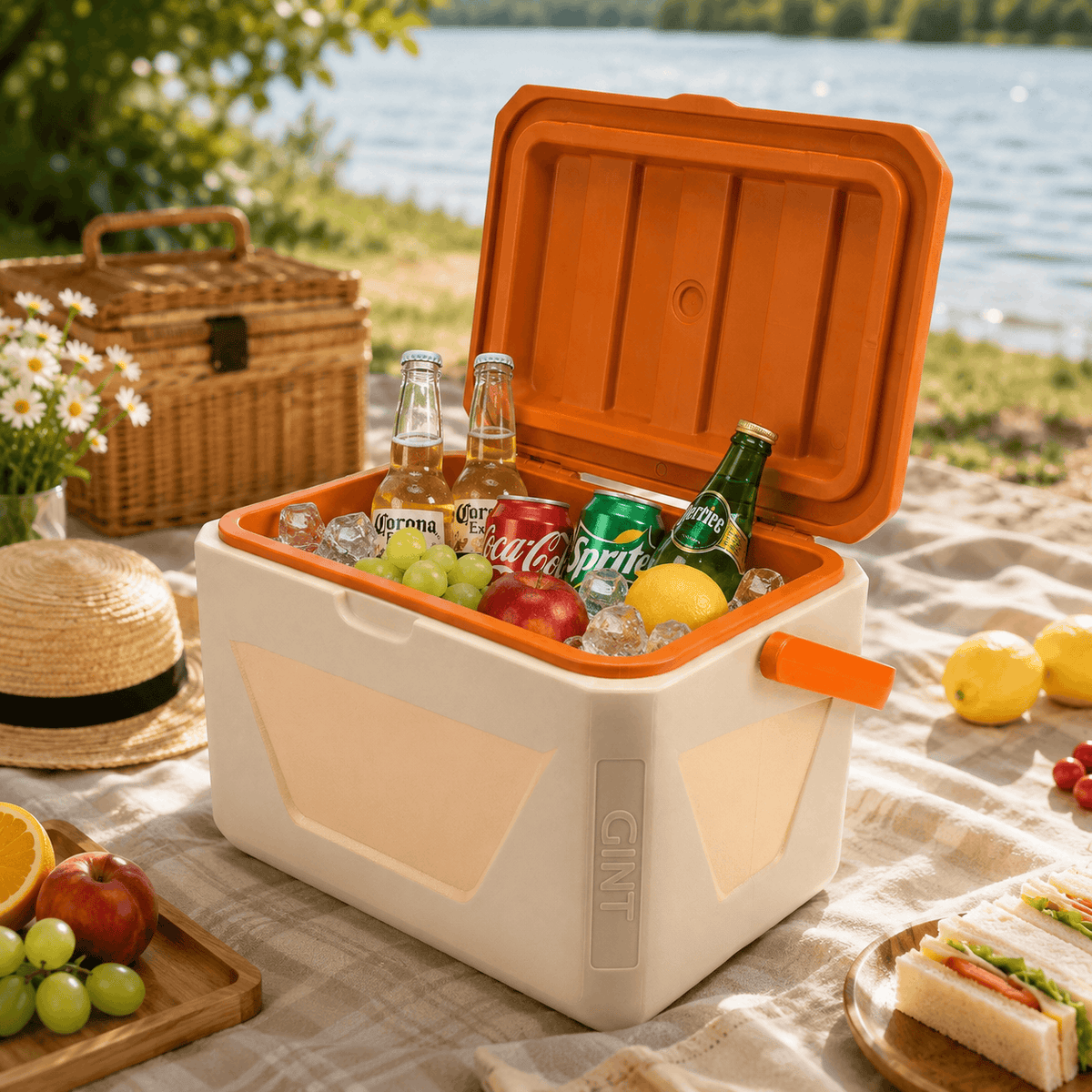 Gint 11-Liter White And Orange Plastic Ice Box Kaka Bawa Sons