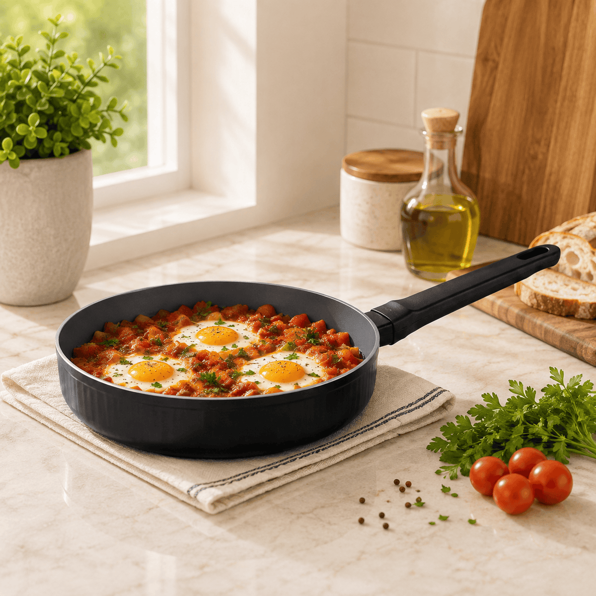 Danny Home Dual Color Black & Gray Aluminium Non Stick Induction Frying Pan Kaka Bawa Sons