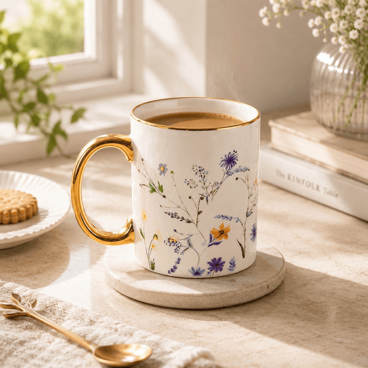 Danny Home 320 ML Gold Handle Ceramic Mug Kaka Bawa Sons