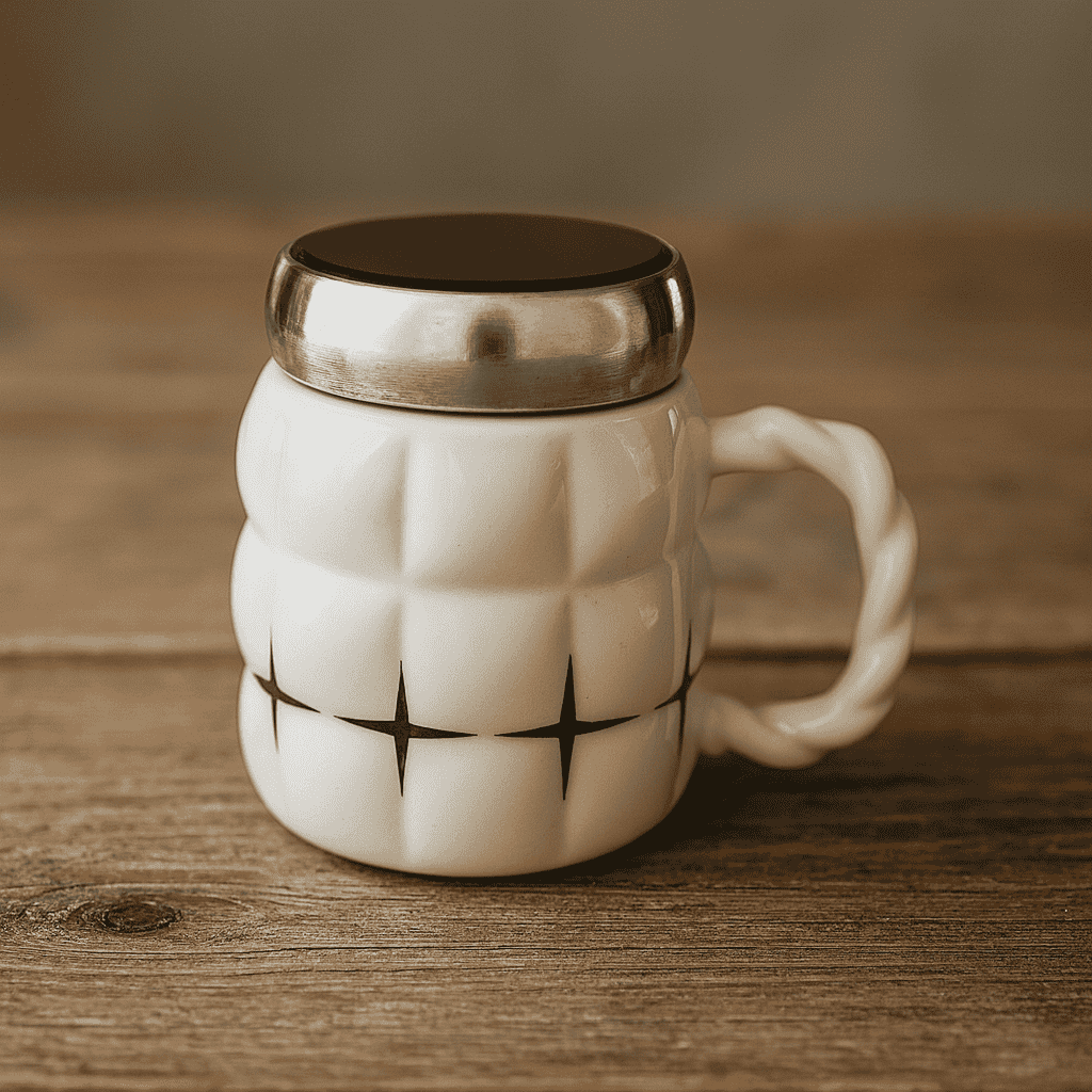 Royal 250 ml Ceramic Coffee Mug with Lid Kaka Bawa Sons