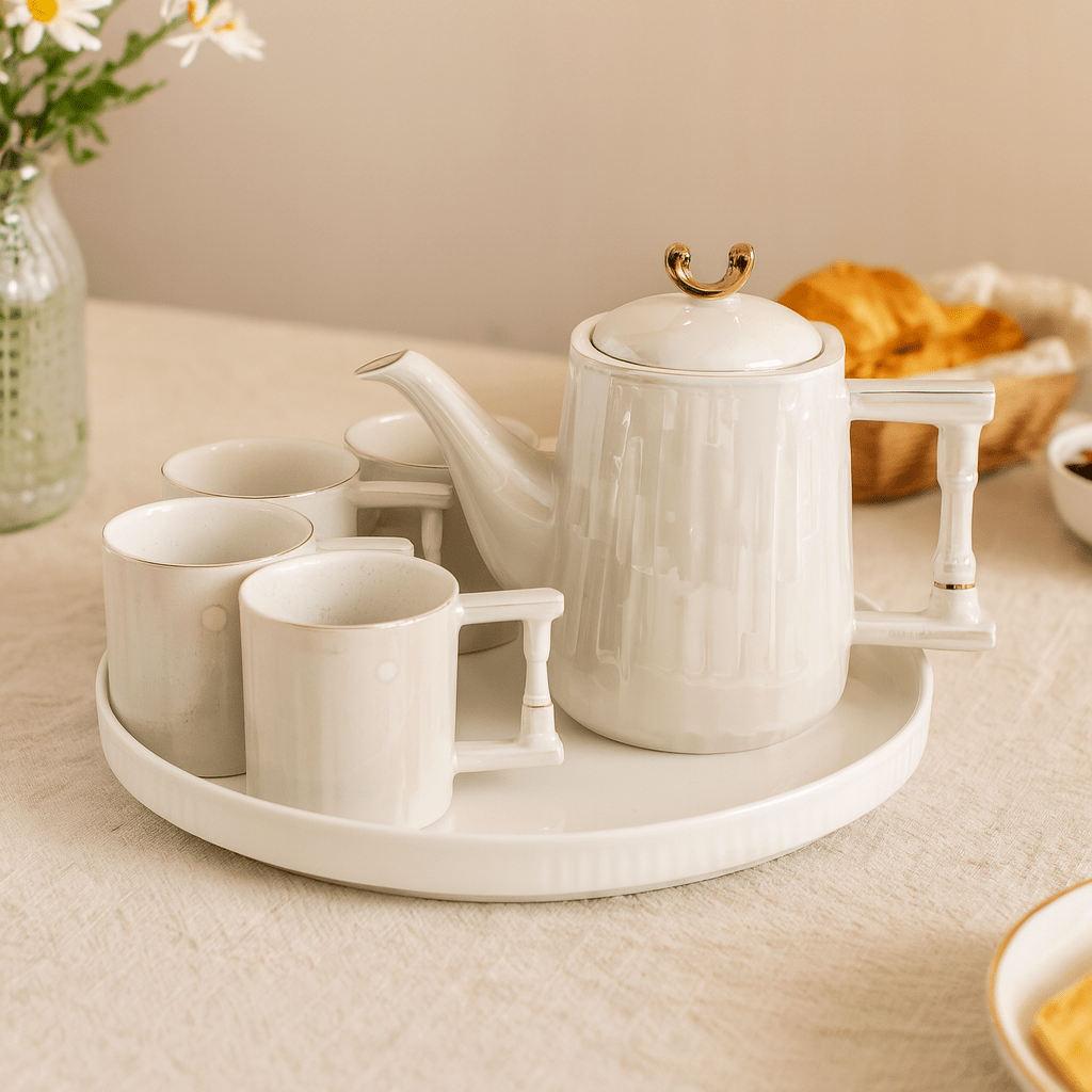 8-Piece Royal Spinning Coffee Set White