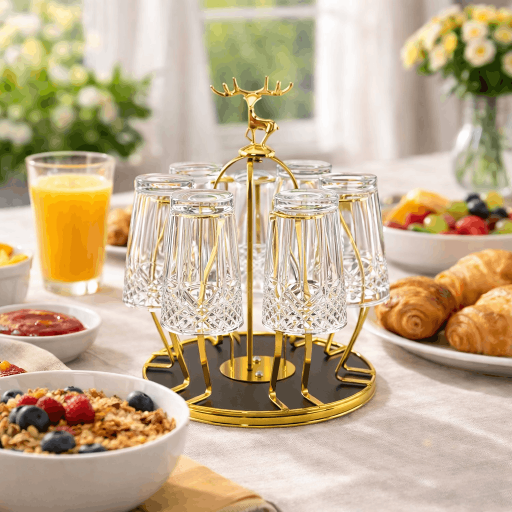 Fancy Golden Deer Glass Stand Kaka Bawa Sons