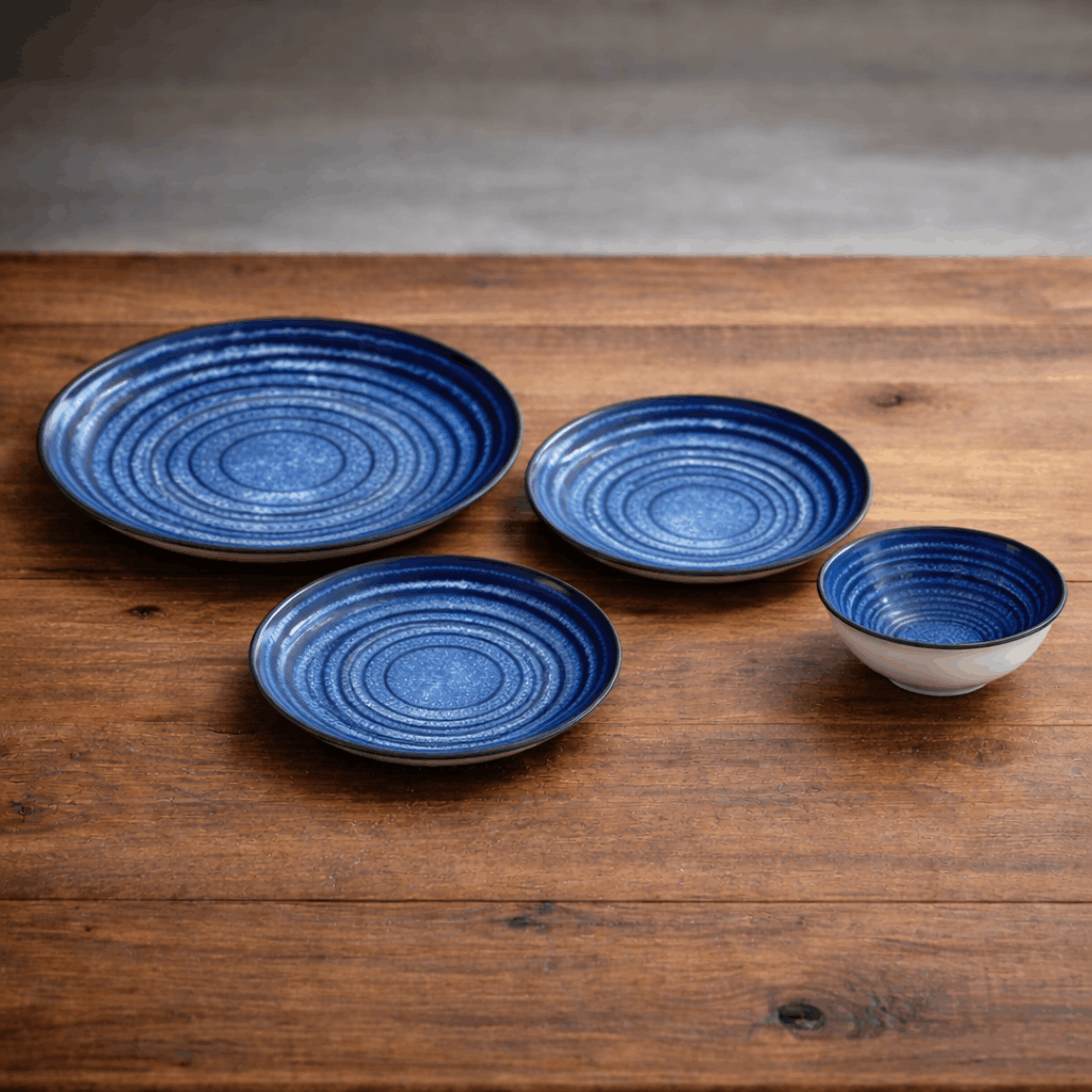 Gupan 24-Piece Shallow Blue Dinner Set
