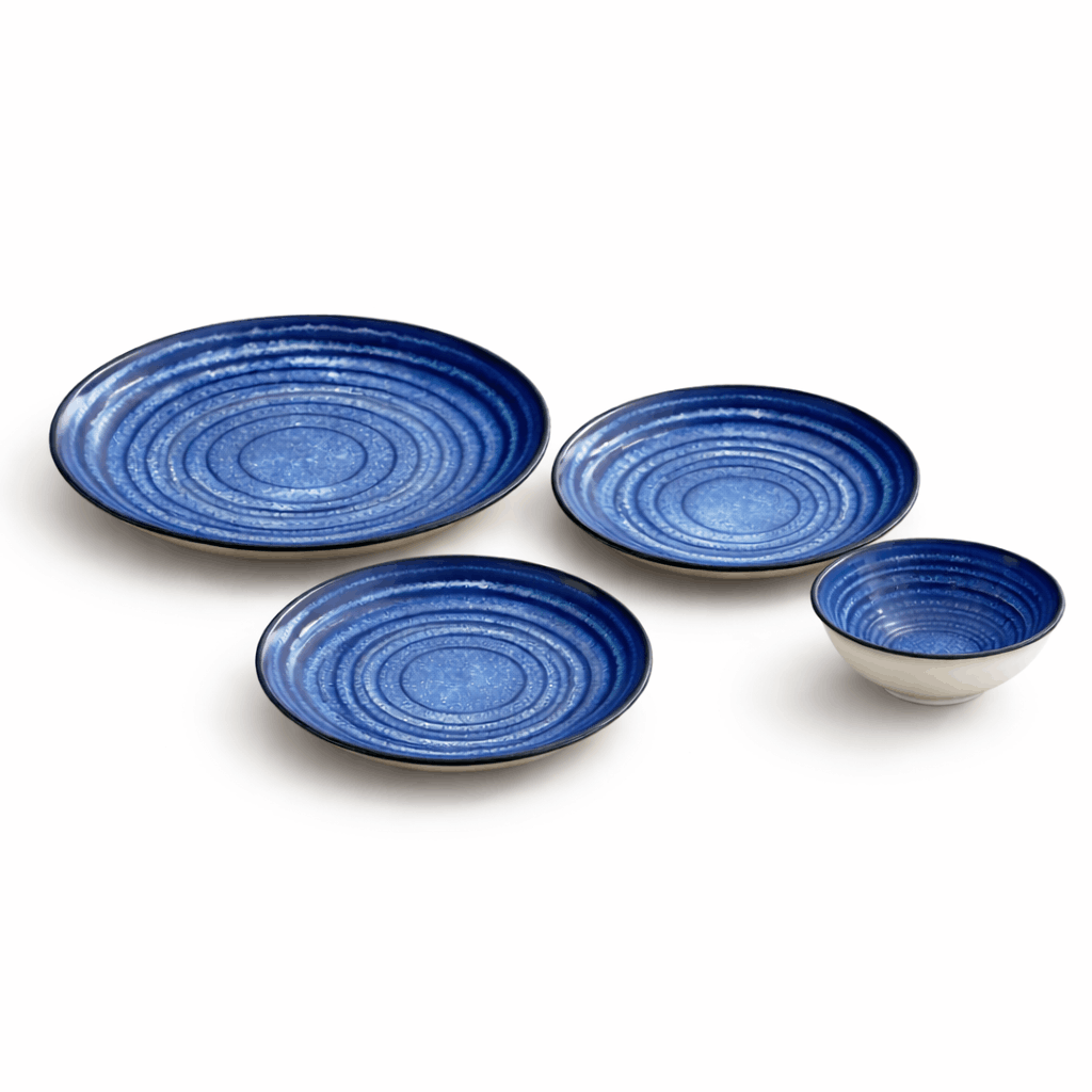Gupan 24-Piece Shallow Blue Dinner Set