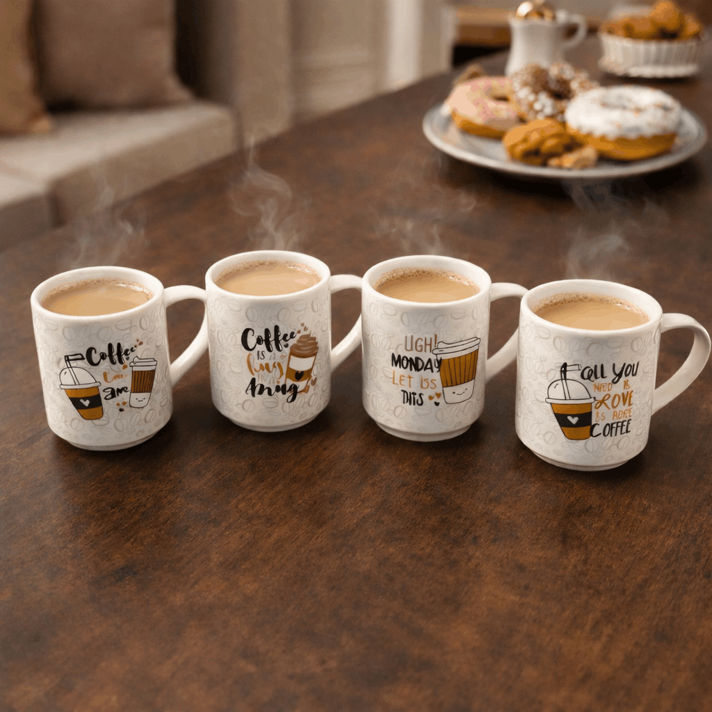 4- Piece Coffee Mug Set With Stand