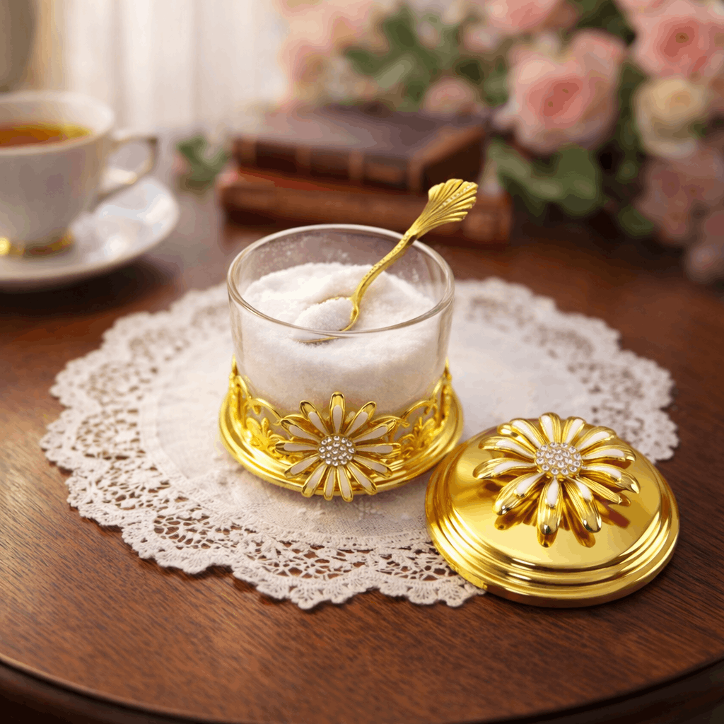 Fancy Golden Sugar Pot