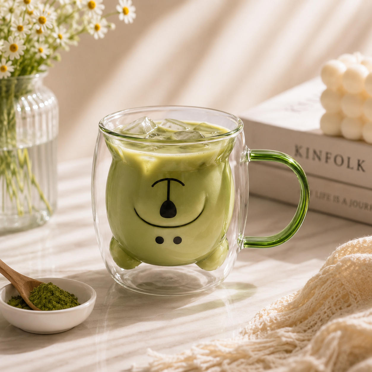 D.W.M 250 ML Double Wall Bear Style Glass Mugs