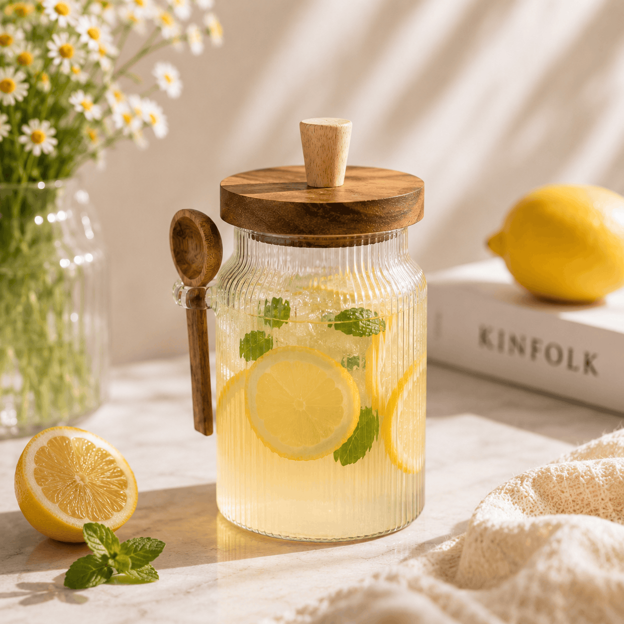 ACE Round Glass Jars With Wooden Spoon AND Lid Kaka Bawa Sons